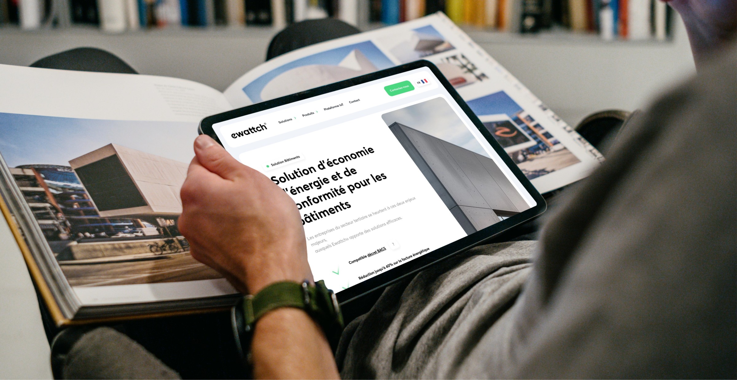 Mockuuups Ipad Air Mockup In A Users Hand In A Library 1