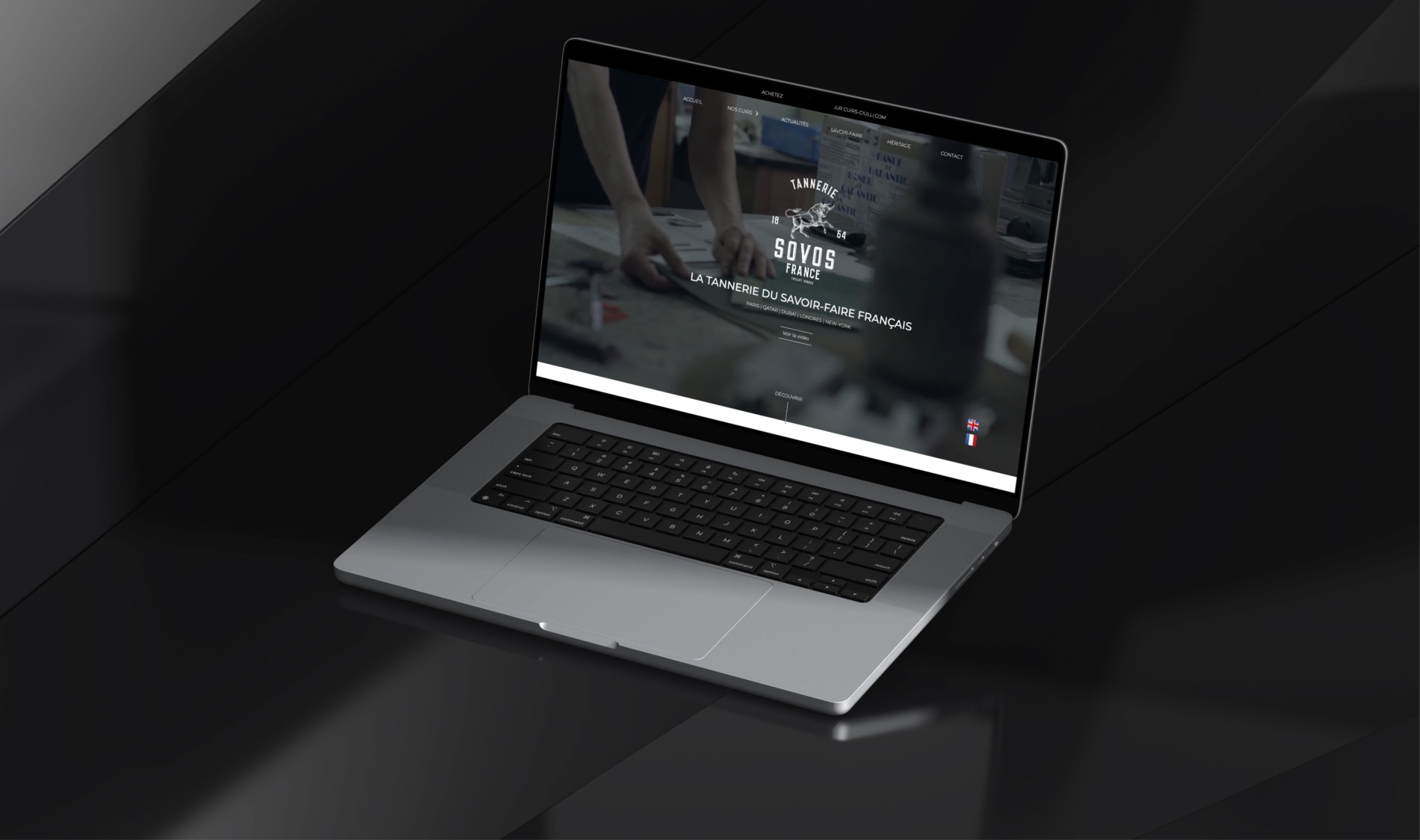 Mockuuups Macbook Pro 16 Inch Mockup On A Glossy Black Surface